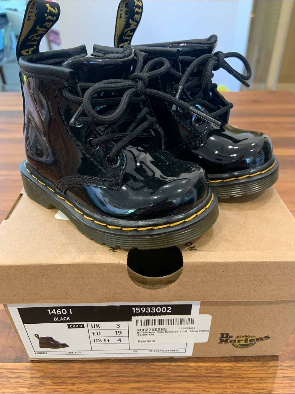 New in Box - Dr. Martens Infant 1460 Black Patent Boots Toddler Size 4